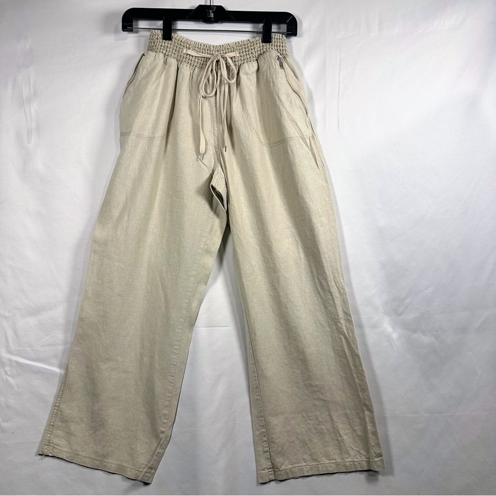 Women’s Linen Casual Cream Trousers